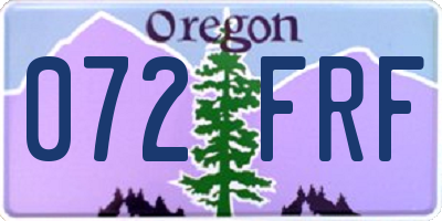 OR license plate 072FRF
