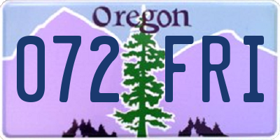 OR license plate 072FRI