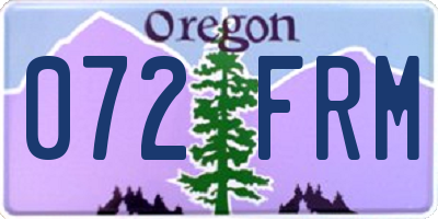 OR license plate 072FRM