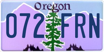 OR license plate 072FRN