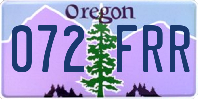 OR license plate 072FRR