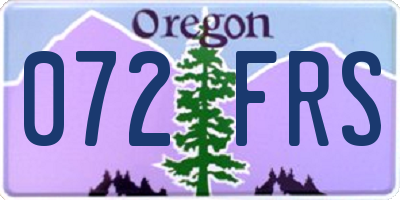 OR license plate 072FRS