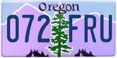 OR license plate 072FRU