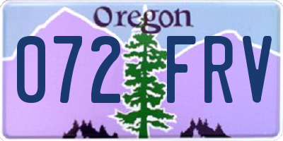 OR license plate 072FRV