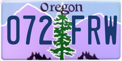 OR license plate 072FRW