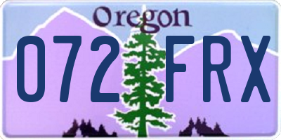 OR license plate 072FRX
