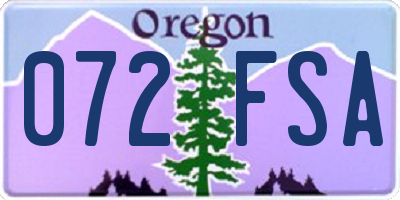 OR license plate 072FSA