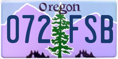 OR license plate 072FSB