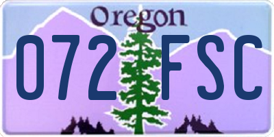 OR license plate 072FSC