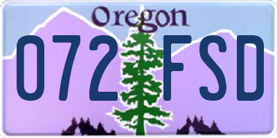 OR license plate 072FSD