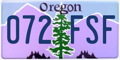 OR license plate 072FSF