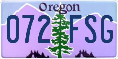 OR license plate 072FSG