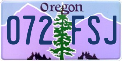 OR license plate 072FSJ