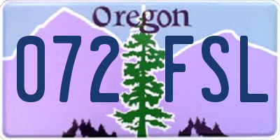 OR license plate 072FSL
