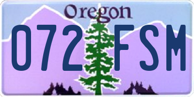 OR license plate 072FSM