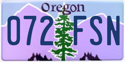 OR license plate 072FSN