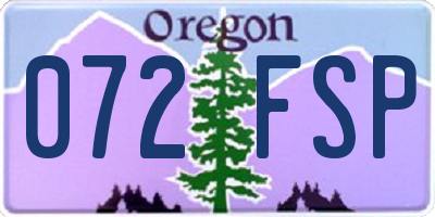 OR license plate 072FSP