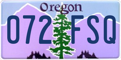 OR license plate 072FSQ
