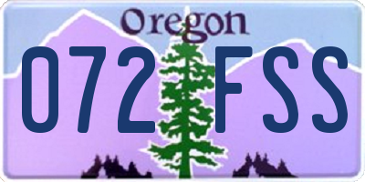 OR license plate 072FSS