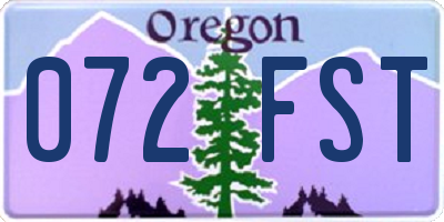 OR license plate 072FST