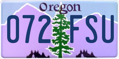 OR license plate 072FSU