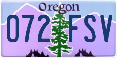 OR license plate 072FSV
