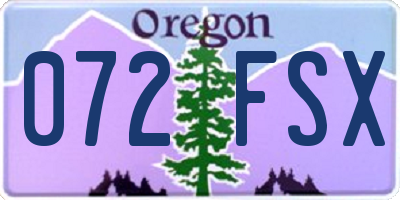 OR license plate 072FSX