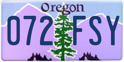 OR license plate 072FSY