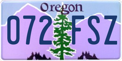 OR license plate 072FSZ