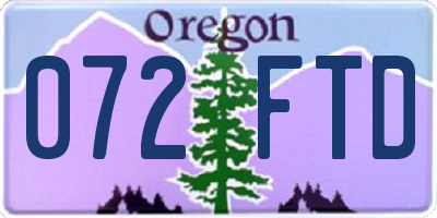 OR license plate 072FTD