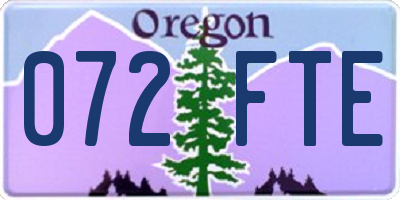 OR license plate 072FTE