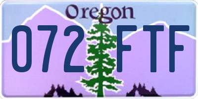 OR license plate 072FTF