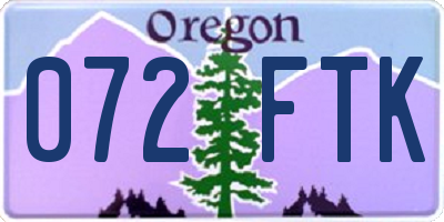 OR license plate 072FTK