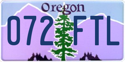 OR license plate 072FTL