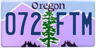 OR license plate 072FTM
