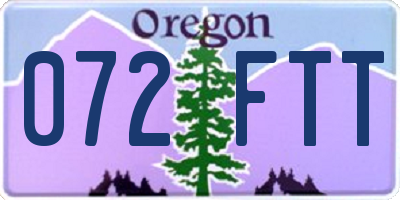 OR license plate 072FTT