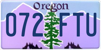 OR license plate 072FTU