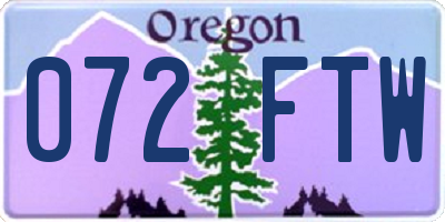 OR license plate 072FTW