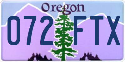 OR license plate 072FTX