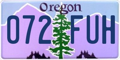 OR license plate 072FUH
