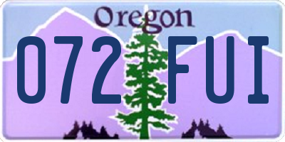 OR license plate 072FUI
