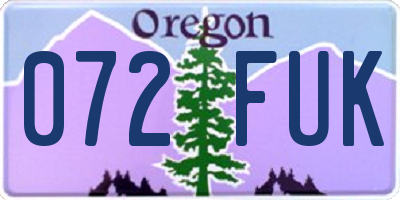 OR license plate 072FUK