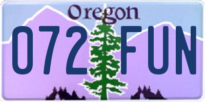 OR license plate 072FUN