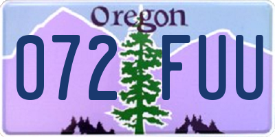 OR license plate 072FUU