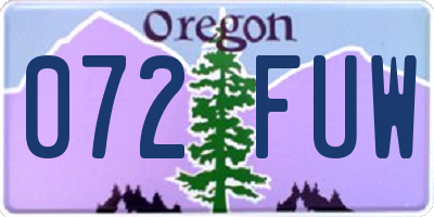 OR license plate 072FUW