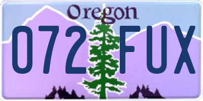 OR license plate 072FUX