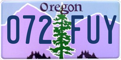 OR license plate 072FUY