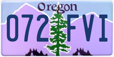 OR license plate 072FVI