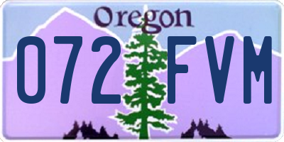 OR license plate 072FVM