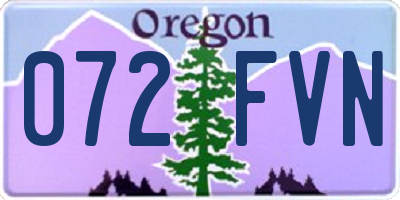 OR license plate 072FVN